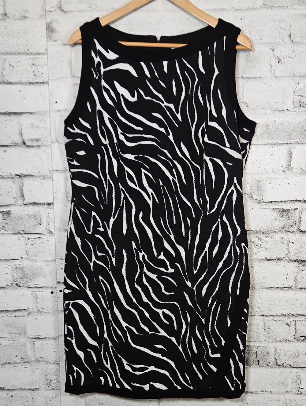 Allison Daley Petite Zebra Print Sheath Dress Black White Career 14P